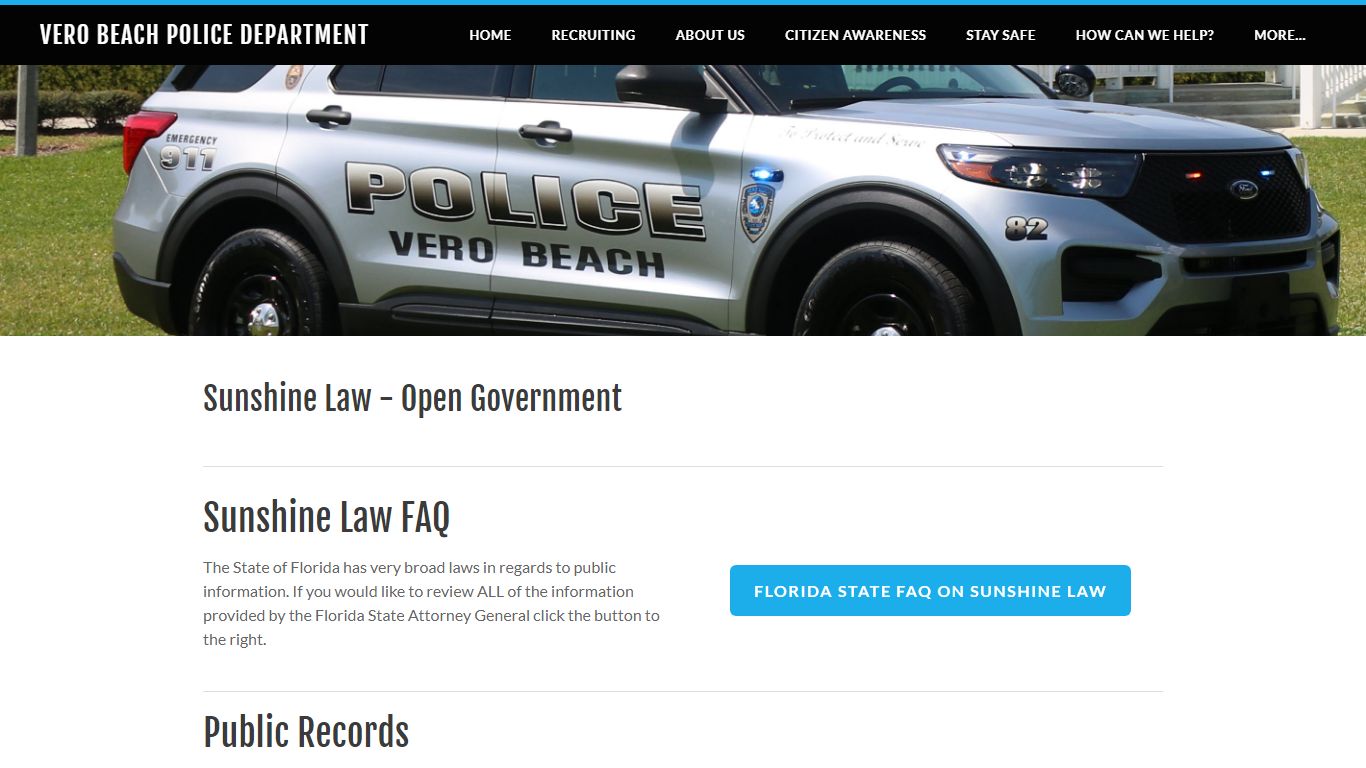 Public Records Request - Vero Beach Police Department