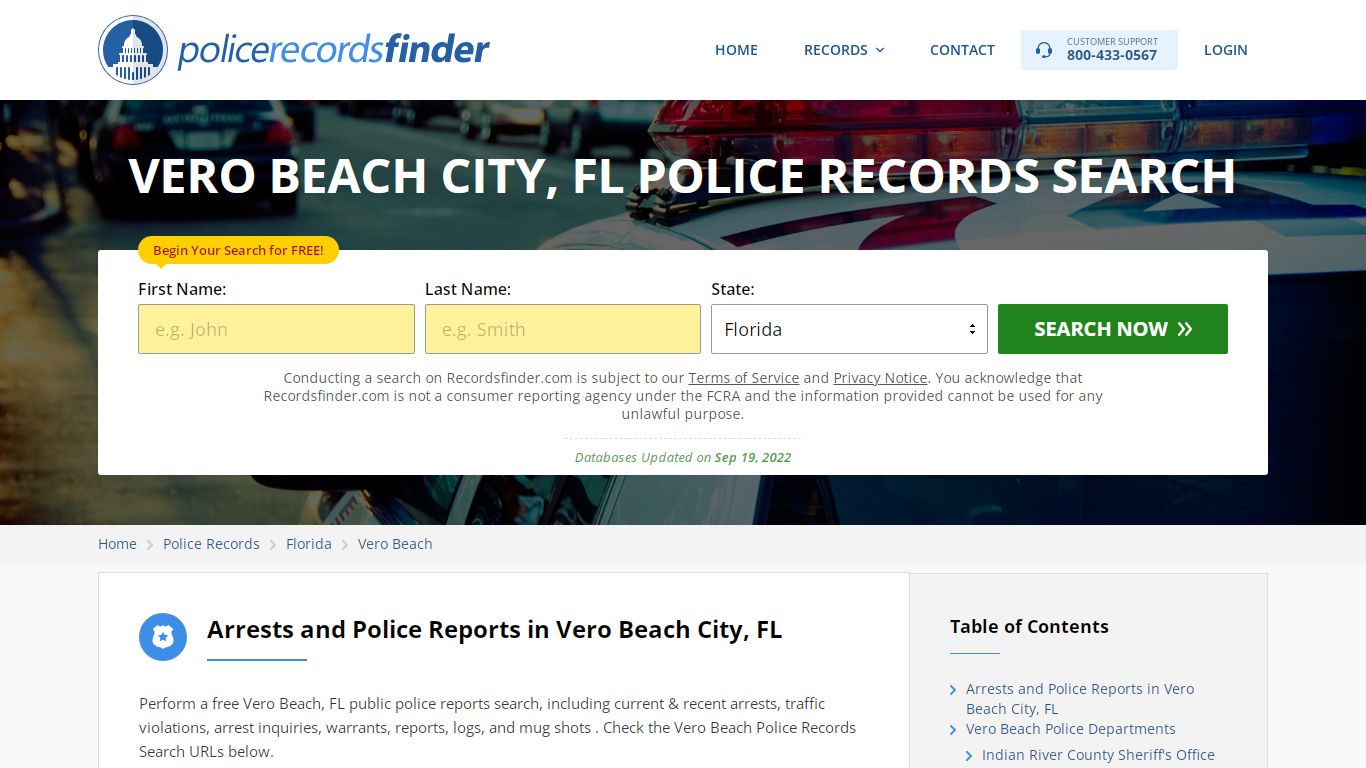 VERO BEACH CITY, FL POLICE RECORDS SEARCH - RecordsFinder
